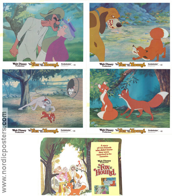 The Fox and the Hound 1981 lobbykort Mickey Rooney Ted Berman Animerat Hundar