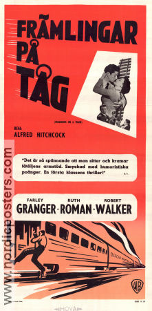 Främlingar på tåg 1944 poster Farley Granger Ruth Roman Alfred Hitchcock Tåg