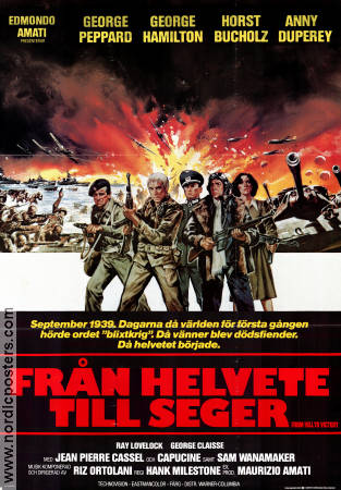 Från helvete till seger 1978 poster George Peppard George Hamilton Hank Milestone Krig