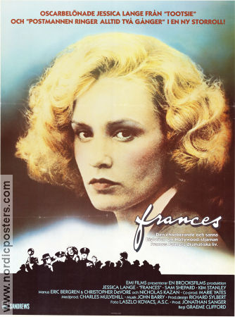 Frances 1982 poster Jessica Lange Jonathan Banks Bonnie Bartlett Graeme Clifford
