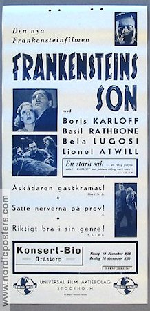 Frankensteins son 1939 poster Boris Karloff Basil Rathbone Bela Lugosi Hitta mer: Frankenstein