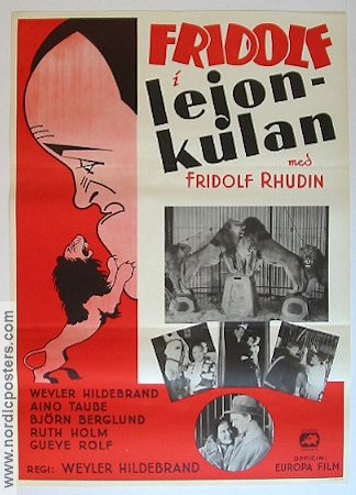 Fridolf i lejonkulan 1933 poster Fridolf Rhudin Gueye Rolf Aino Taube Weyler Hildebrand Katter