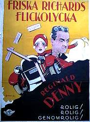 Friska Richards flickolycka 1929 poster Reginald Denny Bilar och racing