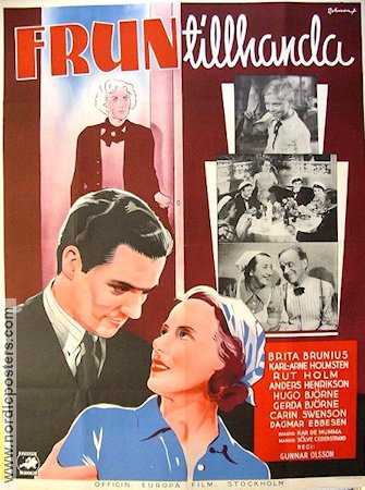 Frun tillhanda 1939 poster Britta Brunius Karl-Arne Holmsten Rut Holm Eric Rohman art Hitta mer: Large poster