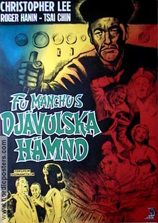 Fu Manchus djävulska hämnd 1967 poster Christopher Lee