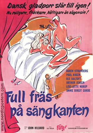 Full fräs på sängkanten 1975 poster John Hilbard Danmark