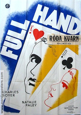 Full hand 1935 poster Charles Boyer Natalie Paley Gambling Art Deco