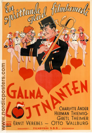 Galna löjtnanten 1931 poster Otto Wallburg Gretl Theimer Jacob Fleck
