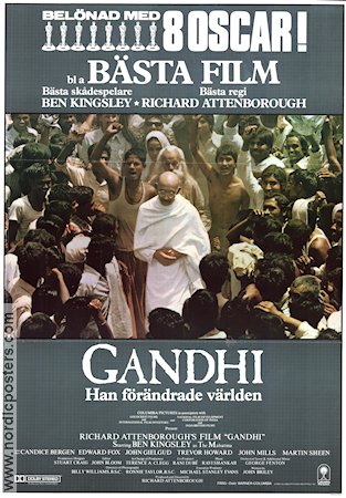 Gandhi 1982 poster Ben Kingsley John Gielgud Candice Bergen Trevor Howard Richard Attenborough Asien Politik