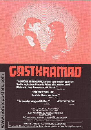 Gastkramad 1976 poster Cliff Robertson Genevieve Bujold John Lithgow Brian De Palma