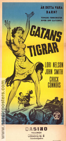 Gatans tigrar 1956 poster Lori Nelson Chuck Connors John Smith Leslie H Martinson Bilar och racing