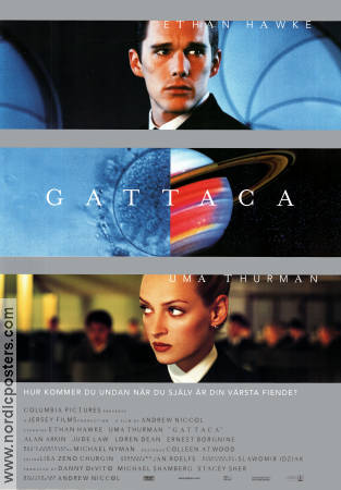 Gattaca 1997 poster Ethan Hawke Uma Thurman Jude Law Andrew Niccol