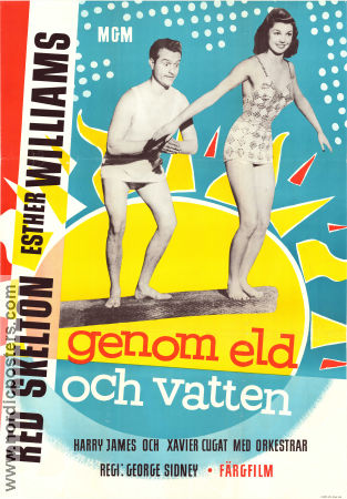 Genom eld och vatten 1944 poster Esther Williams Red Skelton Basil Rathbone George Sidney Musikaler