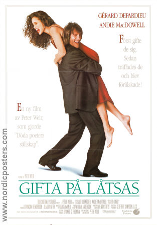 Gifta på låtsas 1990 poster Gerard Depardieu Andie MacDowell Bebe Neuwirth Peter Weir Romantik