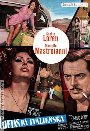 Giftas på italienska 1965 poster Sophia Loren Marcello Mastroianni Vittorio De Sica