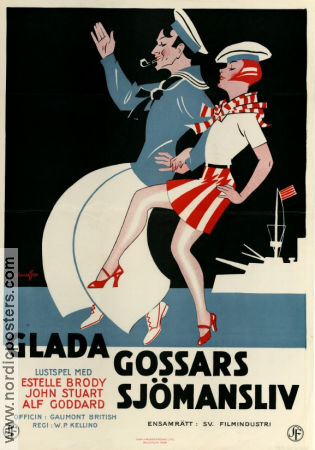 Glada gossars sjömansliv 1928 poster Estelle Brody John Stuart WP Kellino