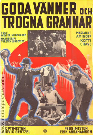 Goda vänner och trogna grannar 1938 poster Eric Abrahamsson Ludde Gentzel Ludde Gentzel Kotti Chave Greta Almroth Marianne Aminoff Weyler Hildebrand