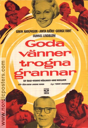 Goda vänner trogna grannar 1960 poster Edvin Adolphson Anita Björk George Fant Gunnel Lindblom Torgny Anderberg