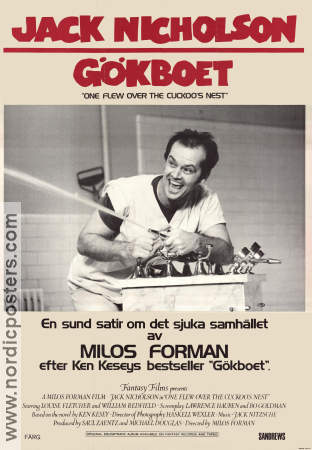 Gökboet 1975 poster Jack Nicholson Louise Fletcher Michael Berryman Milos Forman Text: Ken Kesey Medicin och sjukhus