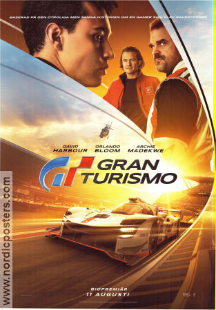 Gran Turismo 2023 poster David Harbour Orlando Bloom Archie Madekwe Neill Blomkamp Bilar och racing