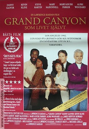 Grand Canyon 1991 poster Danny Glover Kevin Kline Steve Martin Lawrence Kasdan