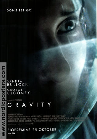 Gravity 2013 poster Sandra Bullock George Clooney Ed Harris Alfonso Cuaron Rymdskepp