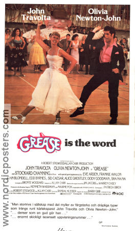 Grease 1978 poster John Travolta Olivia Newton-John Stockard Channing Randal Kleiser Skola Dans Musikaler
