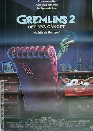 Gremlins 2: The New Batch 1990 poster Zach Galligan Phoebe Cates Howie Mandel Joe Dante