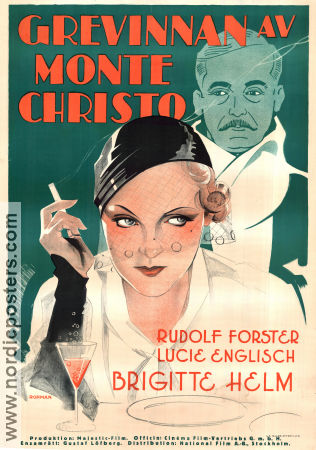 Grevinnan av Monte Christo 1932 poster Brigitte Helm Rudolf Forster Lucie Englisch Karl Hartl Rökning Eric Rohman art