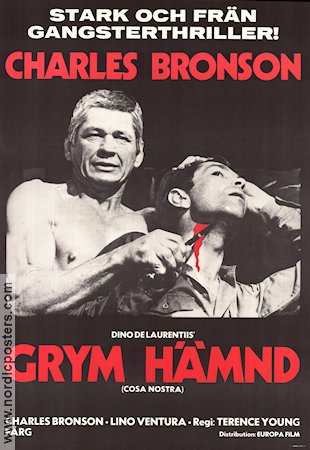 Grym hämnd 1972 poster Charles Bronson Lino Ventura Jill Ireland Terence Young Maffia