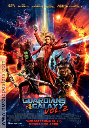 Guardians of the Galaxy Vol 2 2017 poster Chris Pratt Zoe Saldana Dave Bautista James Gunn Hitta mer: Marvel