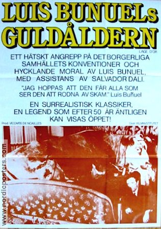 Guldåldern 1930 poster Gaston Modot Lya Lys Caridad de Laberdesque Luis Bunuel Text: Salvador Dali