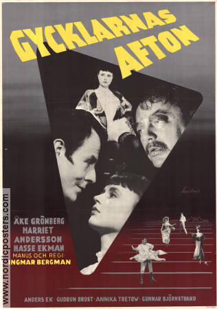 Gycklarnas afton 1953 poster Åke Grönberg Harriet Andersson Hasse Ekman Gudrun Brost Ingmar Bergman