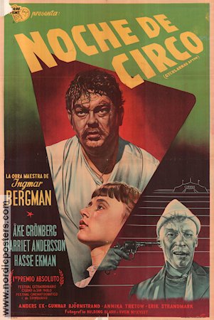 Gycklarnas afton 1953 poster Åke Grönberg Harriet Andersson Hasse Ekman Gudrun Brost Anders Ek Ingmar Bergman Affischen från: Argentina