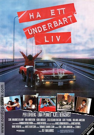 Ha ett underbart liv 1992 poster Per Löfberg Lina Perned Kjell Bergqvist Ulf Malmros Bilar och racing Broar