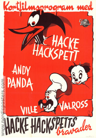 Hacke Hackspetts bravader 1947 poster Hacke Hackspett Woody Woodpecker