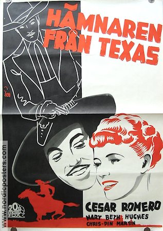 Hämnaren från Texas 1941 poster Cesar Romero Mary Beth Hughes