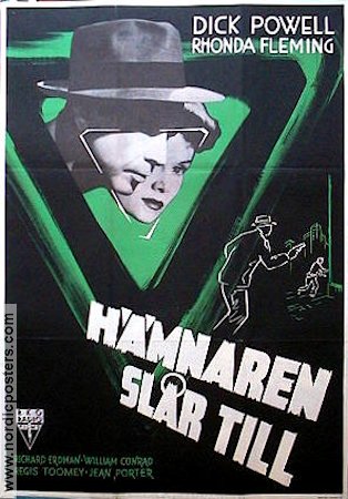 Hämnaren slår till 1951 poster Dick Powell Rhonda Fleming