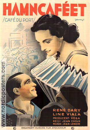 Hamncaféet 1940 poster René Dary Line Viala Raymond Aimos Jean Choux Instrument Eric Rohman art