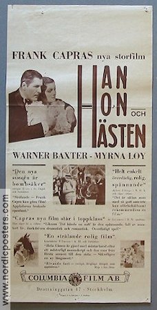 Han hon och hästen 1934 poster Warner Baxter Myrna Loy Frank Capra