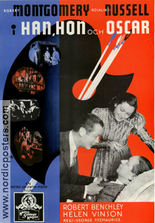 Han hon och Oscar 1937 poster Robert Montgomery Rosalind Russell George Fitzmaurice