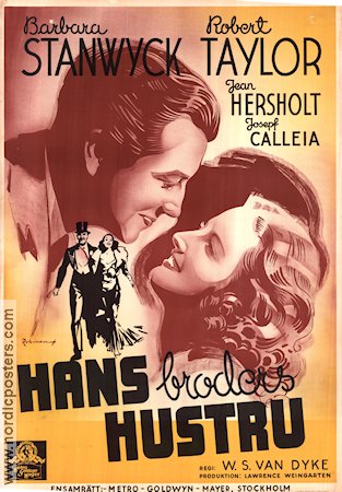 Hans broders hustru 1936 poster Barbara Stanwyck Robert Taylor WS Van Dyke