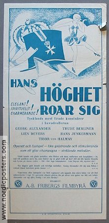 Hans höghet roar sig 1932 poster Georg Alexander