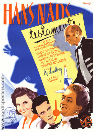 Hans nåds testamente 1940 poster Olof Sandborg Barbro Kollberg Hjördis Petterson Ludde Gentzel Per Lindberg Eric Rohman art