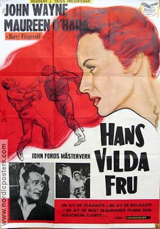 Hans vilda fru 1952 poster John Wayne Maureen O´Hara Barry Fitzgerald John Ford