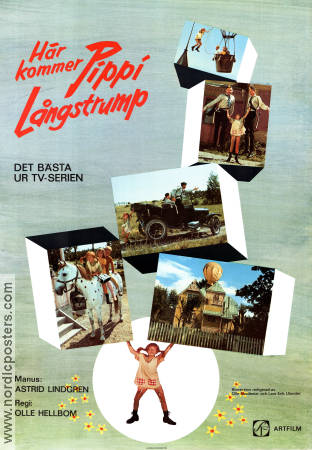 Här kommer Pippi Långstrump 1972 poster Inger Nilsson Olle Hellbom