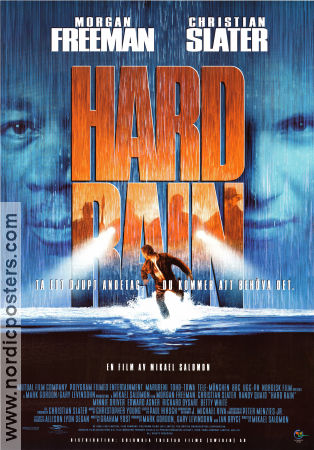 Hard Rain 1998 poster Morgan Freeman Christian Slater Randy Quaid Mikael Salomon