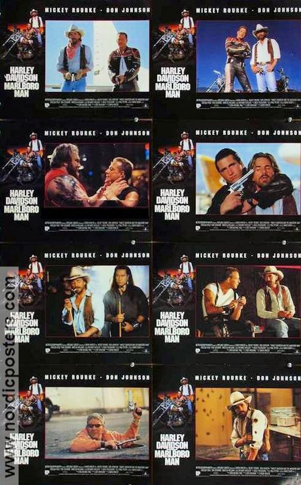 Harley Davidson and the Marlboro Man 1991 lobbykort Mickey Rourke Don Johnson Motorcyklar