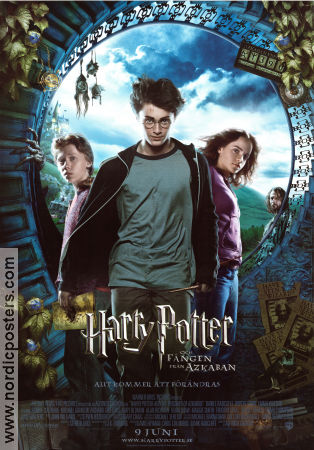 Harry Potter och fången från Azkaban 2004 poster Daniel Radcliffe Emma Watson Rupert Grint Gary Oldman Alan Rickman Emma Thompson Maggie Smith Alfonso Cuaron Text: J K Rowling