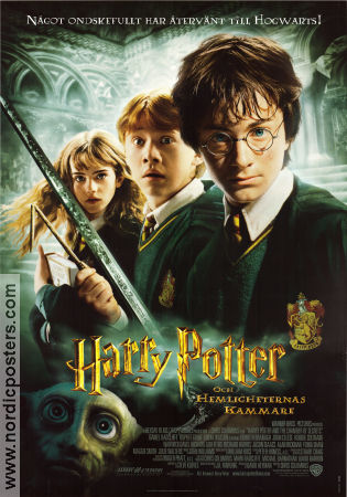 Harry Potter och hemligheternas kammare 2002 poster Daniel Radcliffe Alan Rickman Chris Columbus Text: J K Rowling